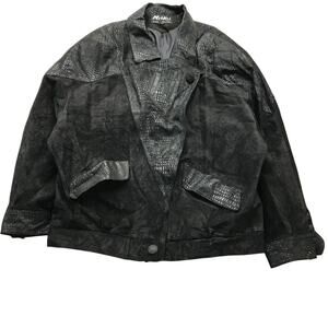 Vintage Micki Genuine Leather Lined Suede Jacket Womens L Shoulder Pads Black